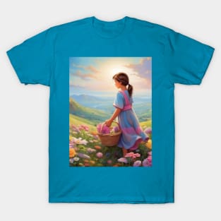 Girl with a basket of flowers T-Shirt